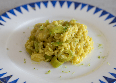 Risotto with leeks and saffron