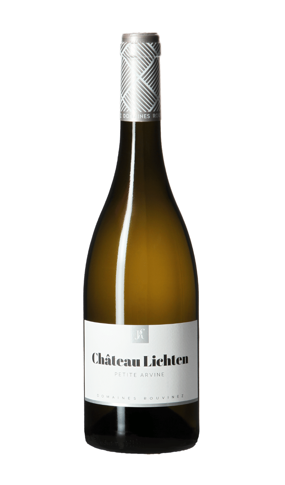 Bouteille de vin blanc Château Lichten Petite Arvine des Domaines Rouvinez sur fond blanc