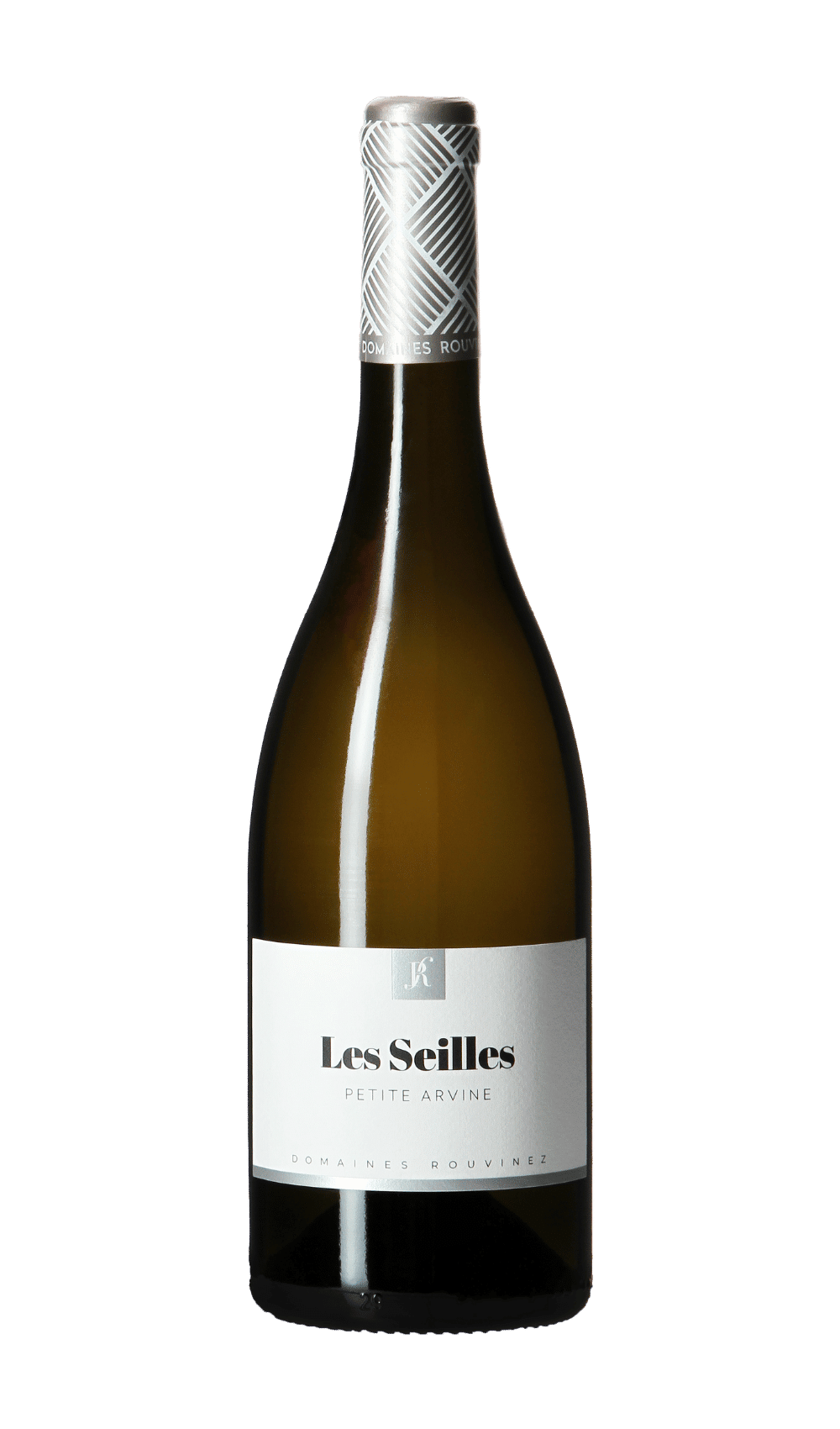 Bottle of Petite Arvine Les Seilles wine from Domaines Rouvinez on a white background