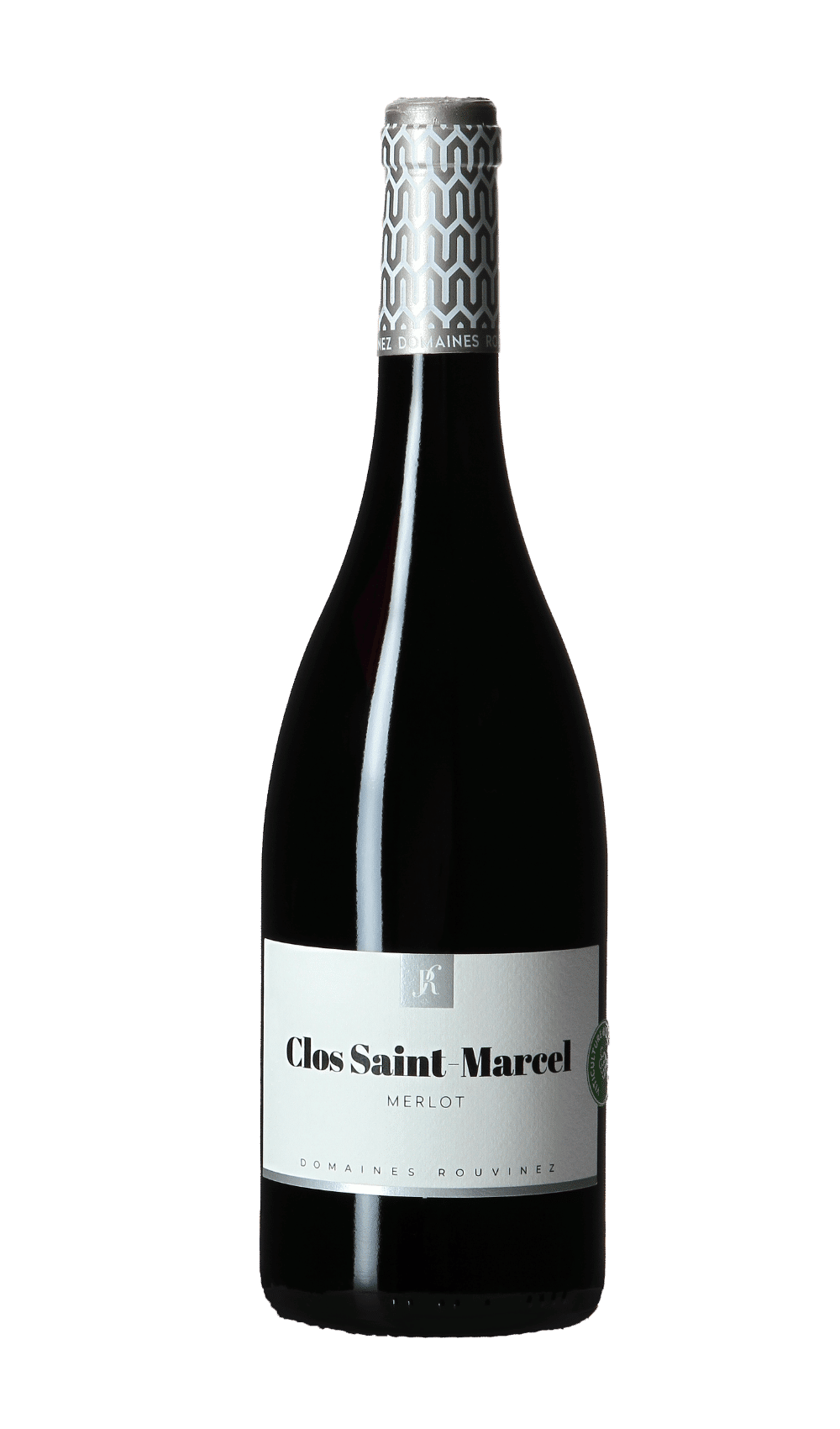 Bouteille de Clos Saint-Marcel Merlot des Domaines Rouvinez sur fond blanc