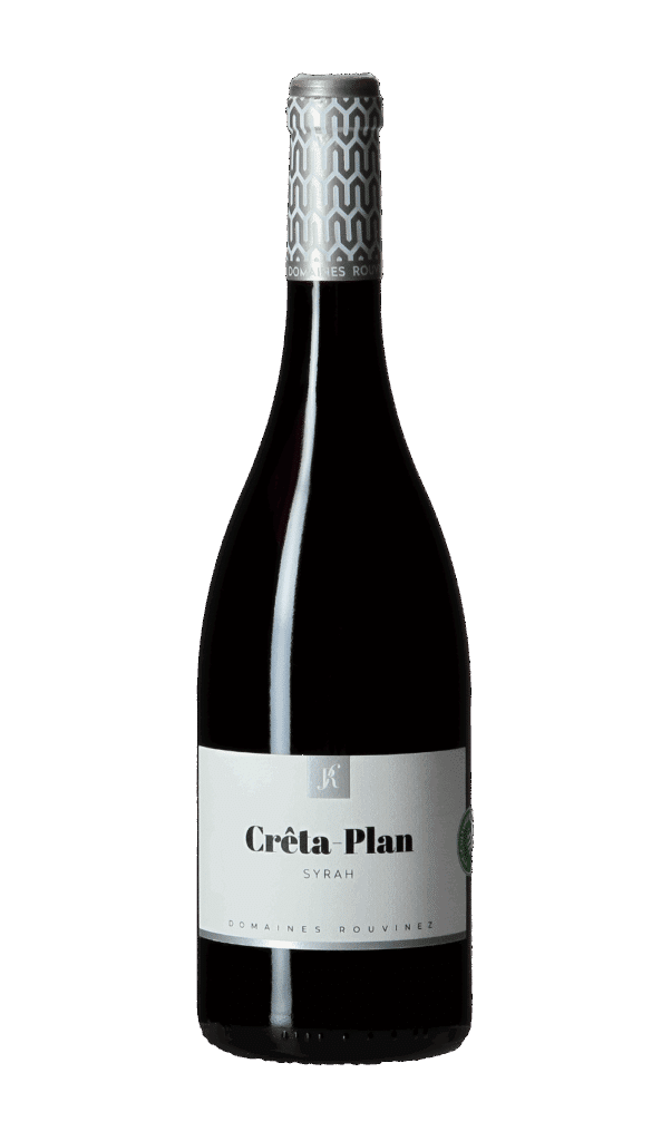 Bouteille de Crêta-Plan Syrah des Domaines Rouvinez sur fond blanc