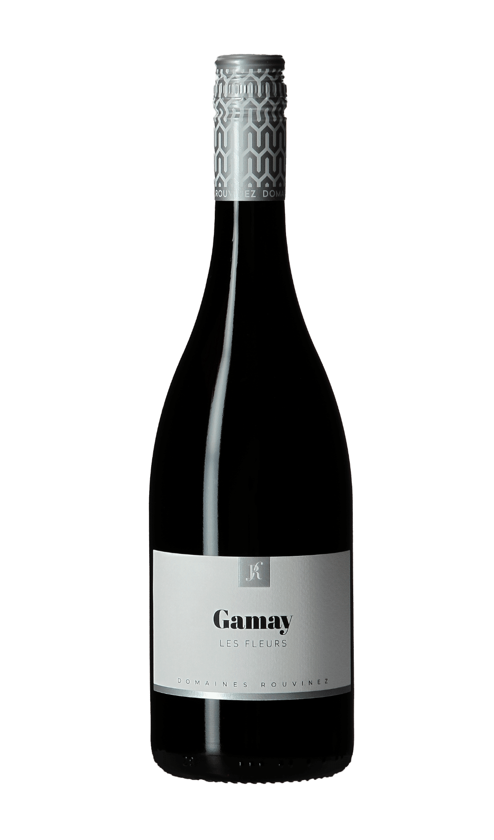 Bottle of Gamay Les Fleurs from Domaines Rouvinez on a white background