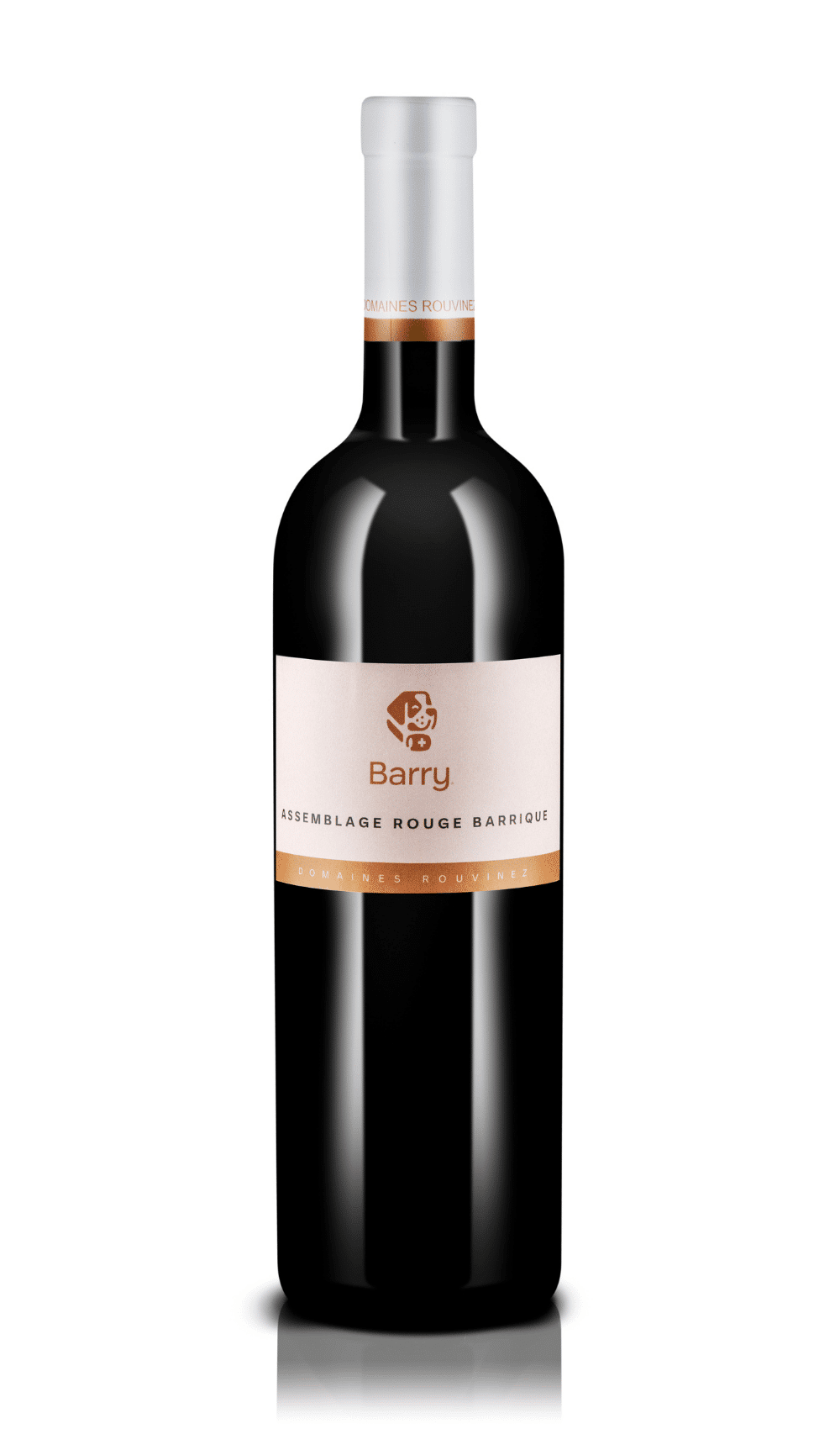 Bouteille de vin rouge Barry Assemblage Rouge Barrique des Domaines Rouvinez sur fond blanc